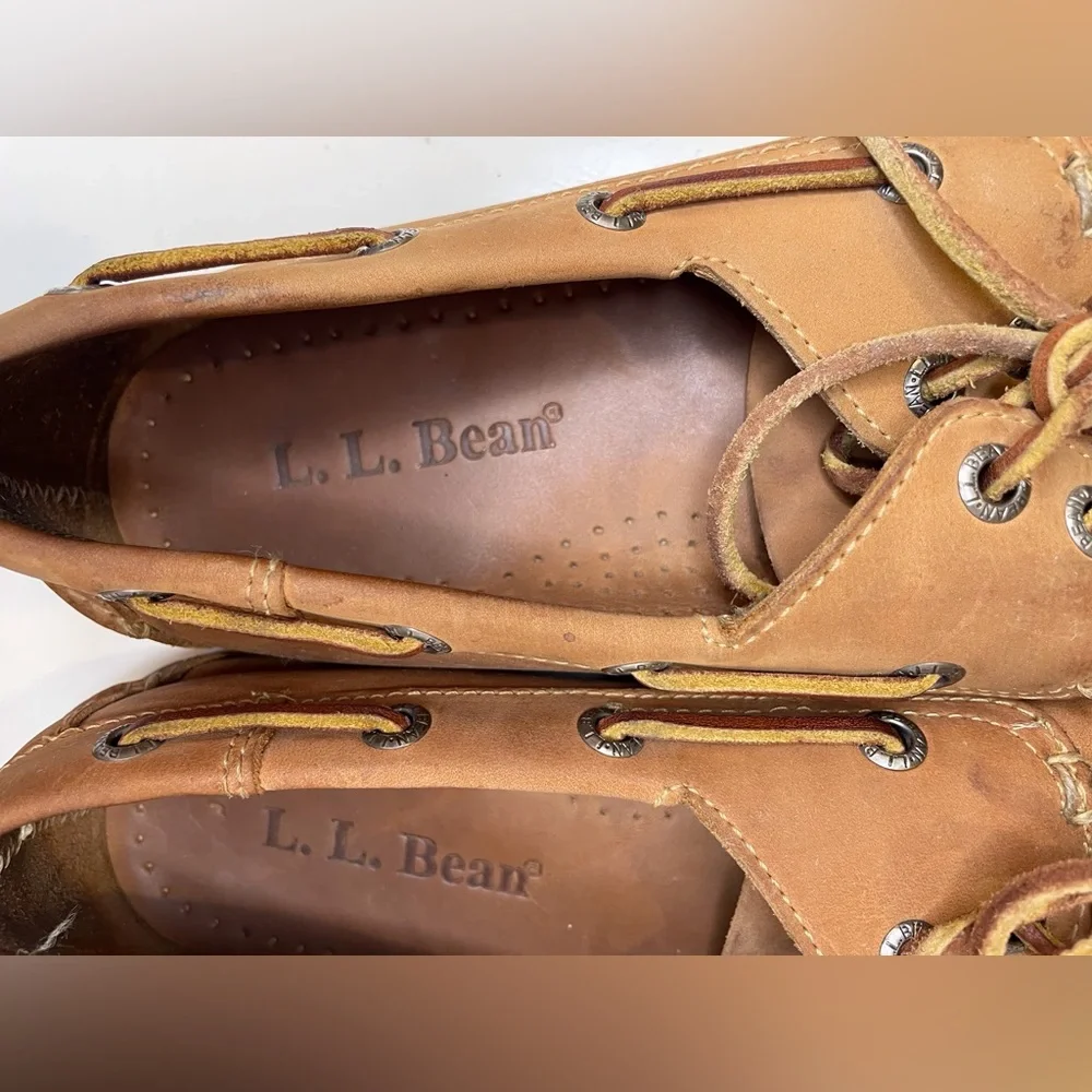 L.L.Bean Men's Casco Bay‎ Boat Mocs Shoes in Light Brown Size 9M